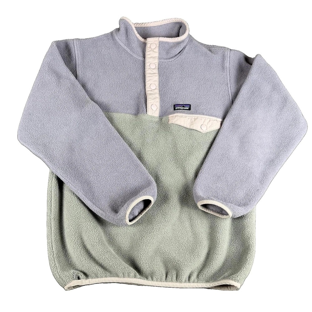 Patagonia Pullover Womens Large Gray Synchilla Fleece Snap-T Colorblock Jacket